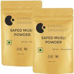 CARMEL ORGANICS Safed Musli Root Powder 100 Grams(Pack of 2) | Natural | Non-GMO | Siva Musli Podi/Shweta Musli Hudi | Chlorophytum Borivilianum | No Added Preservatives