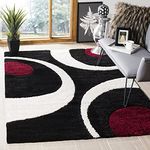 Naseeb Carpets Hundson Shag Collection Modern Trellies Non - Shedding for Living Room Bedroom Dinning Room and Enteryways Plus 2-inch Thick Area Rugs, 6x6 feet Black/White