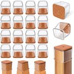 CoolShef 16 Pcs Silicone Chair Leg Protectors with Felt Bottom, Non-Slip Floor Protectors for Square Legs (1.02-1.5 Inch), Furniture Pads for Hardwood Floors, Dining Chairs, Bar Stools, Office Chairs
