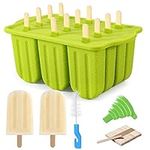 Popsicle Molds 12 Pieces Silicone Ice Pop Molds BPA Free Reusable Popsicle Mold Easy Release Ice Pop Maker with 50 Pcs Sticks Cleaning Brush and Funnel