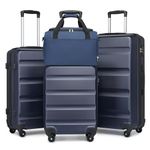 Kono Luggage Sets 4 Piece Sets ABS Hard Shell Lightweight Suitcase with Carry On Luagge Travel Bag for Ryanair Durable Travel Luggage with TSA Lock (Navy)