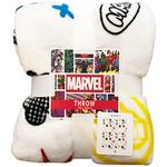 Primark Home Marvel Superheroes Blanket - Iron Man Hulk Spiderman Captain America - Super Soft Fleece Lined, Officially Licensed Disney White