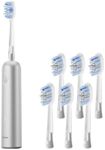 Laifen Wave Pro Toothbrush Bundle with Replacement Heads, Smart Sensor & 70-Day Battery, 8 Brush Heads, Silver Aluminum