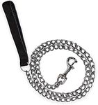 Chain Anti Bite Metal Dog Lead Dog Chain Lead Heavy Duty for Dogs Training and Walking with Padded Handle Black