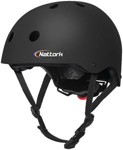 Nattork Skateboard Black Helmet Protective Gear for Kids，Multi-Sport Scooter Helmet with Removable Liner for Bike, Scooter, Inline Skate, Roller Skate, Suitable for Youth