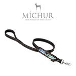 MICHUR Pietro Leather Dog Leash leather leather leash dog brown black with pattern leather leash dog leash LEATHER matches the collar Pietro