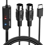 LEKATO Type-C MIDI Cable, MIDI Adapter Type C to MIDI Interface 6.5Ft MIDI In-Out Converter Keyboard to PC/Mac/Laptop for MIDI Instruments