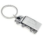 EIO Gifts Personalised Chrome Truck/Trucker Keyring, Custom Engraved Keychain for Men & Women, Engraved Car Keyring, Accessories, Handbag Accessories, Stag/Hen/Usher/Bridesmaid Wedding Favours