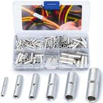 Wirefy 200 PCS Non Insulated Butt Connectors Kit - Butt Splice Connectors - Uninsulated Crimp Wire Connectors - 24-8 AWG