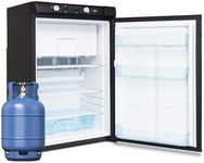 Smad 100L Gas Fridge Freezer, 3 Way Fridge Freezer Camping Gas 240V 12V for Off-grid, Caravan, Campervan, Van, Motorhome, Garage, Truck, Tent, RV, Mobil-Home, 0dB, Black