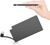 TNTOR WT-H330 5000 mAh Ultra Slim Power Bank with Integrated USB C Cable, [6.8 mm Thickness] Portable Mini Power Bank for Samsung Galaxy Sony Huawei Xiaomi - Black