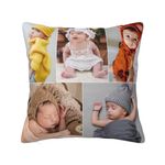 Miyeiw Cushion Covers with 5 Pictures Collage Personalised Pillow Case with Photo & Text Print, Custom Chair Bed Sofa Pillowcase with Name Logo Image, Design Home Decoration for Lovers Couples