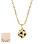 Yaomiao 3D Football Pendant Necklace with Chain, Jewellery Bag and Gift Card Stainless Steel Football Necklace Soccer Charm Necklace Football Gifts for Boys Girls Kids Men Women Unisex (Gold)