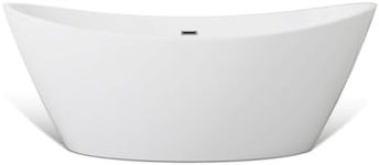 Empava 67 inch Modern Freestanding Bathtub Soaking SPA Tub White Acrylic Stand Alone Bathtubs