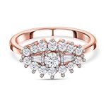 TJC Moissanite Engagement Boat Ring for Women in Rose Gold Plated 925 Sterling Silver Size N Metal Wt. 2.3 Grams