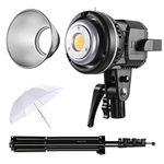 GVM 80W CRI97+ 5600K Dimmable LED Video Lights with Bowens Mount Kit Continuous Output Lighting Spotlight for YouTube Vlog Wedding Photography Shooting Light with Reflector