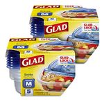 Glad GladWare Entrée Food Storage Containers Lock Tight Seal | BPA Free | Medium Square Plastic Containers Hold Up to 25 Ounces of Food, 5 Count - 2 Pack