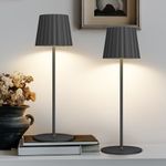 FUNTAPHANTA 2 Pack Rechargeable Cordless Table Lamp, 3000K Dimmable Battery Powered Lamp, IP54 Waterproof, Long Battery Life Bedside Lamp for Restaurant/Indoor/Outdoor (Black)