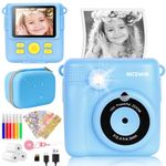 Kids Instant Print Camera 2.4“ - Kids Camera Toy for Girls Boys with Storage Case 1080P HD Digital Video Camera with Print Paper, Birthday Gifts for 3-12 Year Old 6 Colour Pens 32GB SD Card (Blue)