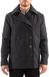Alpine Swiss Mason Mens Wool Blend Classic Pea Coat Gray XL