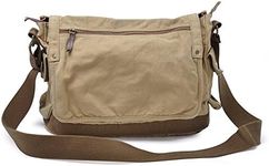 Gootium Canvas Messenger Bag - Vintage Cross Body Shoulder Satchel, Khaki