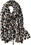 FAIRYGATE Animal Print Scarf for Women Ladies Scarves Long Large Size Shawl Wraps Scarfs Neck Soft Fashion Mothers Day Gifts Beige 19227