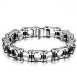 JewelryWe Mens Bicycle Chain Link Bracelet Stainless Steel Biker Bracelets Black Silver