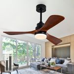 Ceversa 42 Inch Solid Wood Ceiling Fan with Light and Remote Control,3 Blades Craftmade Modern Ceiling Fan Quiet for Living Room Bedroom Farmhouse Indoor Office