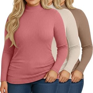 Riyiper 3 Pack Women's Plus Size Tops, 3-Color, 4X-Large