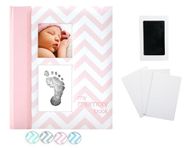 Pearhead Chevron Baby Book with Clean-Touch Ink Pad, Pink