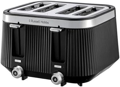Russell Hobbs Bronte 4 Slice Toaster, RHT2677BLK, Distinctive Design, High Lift For Small Items, Frozen, Reheat And Cancel Settings, Indicator Light, Black
