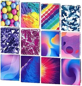feela 12 Pack Jumbo Fabric Book Covers, Stretchable Washable Durable Reusable Nylon, for Hardcover Textbooks Notebooks up to 9'x11', 12 Patterns