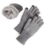 MAGISDU Merino Wool Gloves Men Women Thermal Winter Gloves Touch Screen Fleece Double Layer Knitted Unisex Warm Stretchy