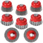 8Pcs Wire Brush for Angle Grinder, Thread M14 x 2 Angle Grinder Cup wire Brush Diameter 75 mm and 100 mm, Steel Brush Wire Wheel for Cleaning, Rust Removal and Grinding