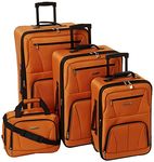 Rockland Luggage Journey Softside Upright Set, Orange, 4-Piece Set (14/19/24/28), Journey Softside Upright Luggage Set