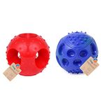 Goofy Tails Dog Ball Dog Toys Combo, Hard Squeaky Rubber Ball + Hole Ball Toys for Dogs, Chew Toys for Dogs, Squeaky Toys for Dogs, Ball for Dogs (Blue/Green/Orange)