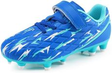 Stelle Boys Girls Soccer Cleats Firm Ground Kids Soccer Shoes Athletic Outdoor Lightning Pattern Football Shoes for Toddler/Little/Big Kid(Electric Blue,4MB)