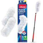 Vileda Flex & Catch Duster | Heavy Duty Dusting Kit with 3 Disposable Duster Refills | Extendable 3 Ft Handle with Stay-On Duster Hook | Traps 3X More Dust Than Feather Dusters