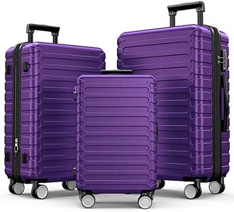 SHOWKOO Luggage Sets Expandable ABS Hardshell 3pcs Clearance Luggage Hardside Lightweight Durable Suitcase sets Spinner Wheels Suitcase with TSA Lock (Purple)