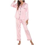 AMhomely UK Stock Sale Womens Fashion Print Home Wear Two-Piece Suit Long Sleeve Pants Pajama Set Babydoll Sleepwear Nightwear Set Ladies Comfort Cotton Everyday Bra Gift for her Girls