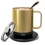 VSITOO Temperature Control Heated Coffee Mug S3PRO 14 Oz, Smart Self Heating Travel Mug with Manual & APP Controlled Coffee Warmer, Rechargeable and Battery Powered, LED Light, Auto Off (Gold)