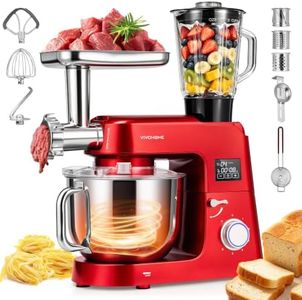 VIVOHOME 9 in 1 Multifunctional Stand Mixer with Fermentation, 6 Speed 7.5 Quart Kitchen Electric Food Mixer with Timer, Meat Grinder, Juice Blender, Vegetable Slicer, Pasta and Cookie Maker, Red