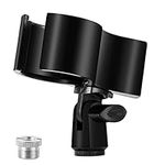 BILIONE 1 Pcs Upgraded Mic Clip Holder, Adjustable Microphone Holder for Microphones with Outer Diameter Between 32mm and 60mm, with 5/8" to 3/8" Screw Adapter (1)