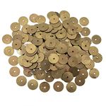 EmbroideryMaterial Middle Hole Round Shape Brass Glossy Metal Sequins for Jewellery Making, Craft, Embroidery & DIY (9MM, Antique Gold, 100 Grams)