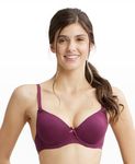 Jockey 1245 Women's Under-Wired Padded Super Combed Cotton Elastane Stretch Medium Coverage Multiway Styling T-Shirt Bra with Detachable Straps_Prune_34B