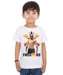 F Fire T Shirt For Boys Kid And Girl Gaming Regular Fit Tshirt (9-10 Years) White