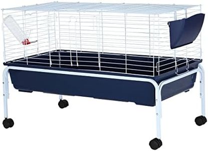 100cm Rabbit Cage for Hutch Pet Mobile Safety Pen House Metal W/Stand and Water Bottle