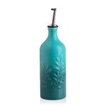 Sweejar Home Ceramic Olive Oil Dispenser Bottle, 570ml Relief Opaque Oil Cruet Protects Oil To Reduce Oxidation, Suitable For Storage Of Oil, Vinegar, Soy Sauce, Coffee Syrup, Liquids (Gradient Blue)