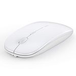 Anmck Wireless Mouse White, Silent Rechargeable Mouse for Laptop Computer PC,1600 DPI 3 Adjustment Levels Slim Mini Noiseless Cordless Mouse White,10m Remote Range 2.4G Mice for Windows,MAC OS&Linux