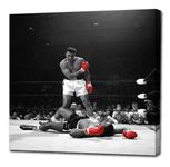 MUHAMMAD ALI V SONNY LISTON RED GLOVES (**AMAZING QUALITY FRAMED ON THICK PINE FRAMES**) - 30 inch x 20 inch Stunning Gallery Framed Canvas Art Print Picture Poster, Ready To Hang New Boxing